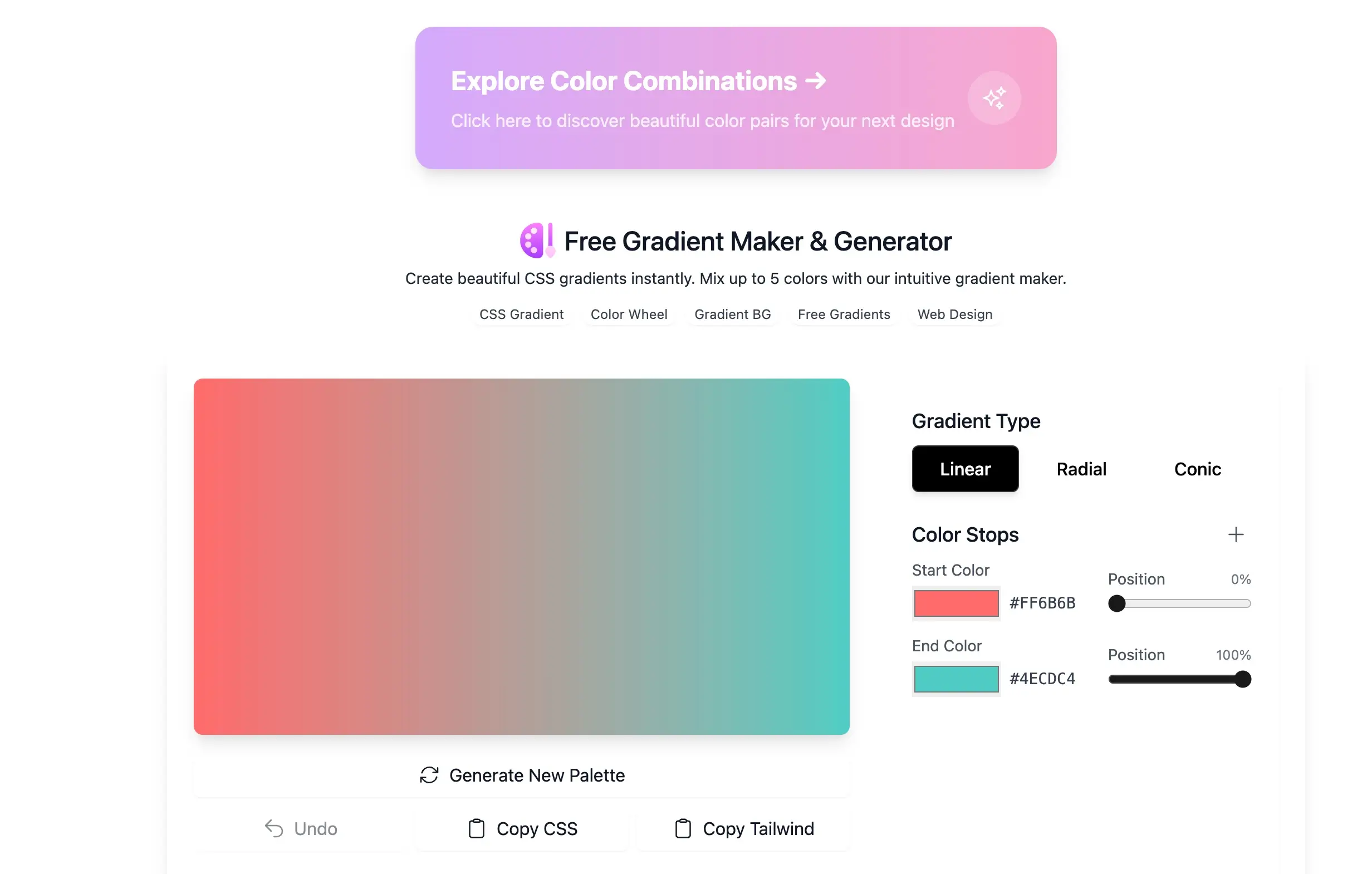 Gradient Generator user interface